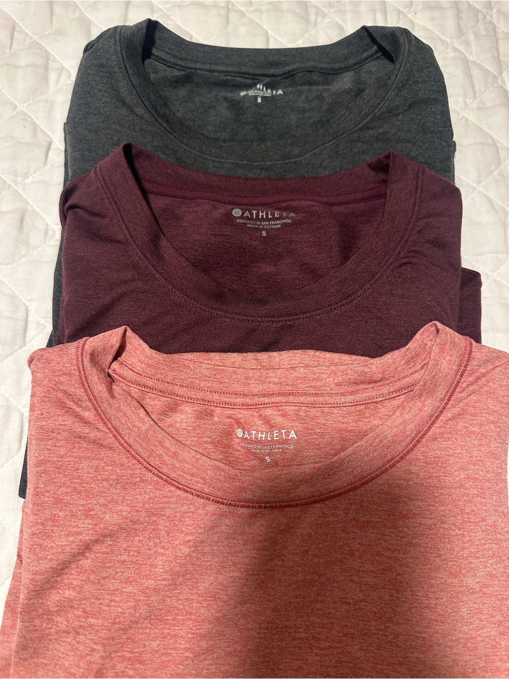 BUNDLE OF 3! Athleta Women’s Long Sleeve Tops - Charcoal, Wine, Raspberry